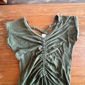 Olive Green Ruched Women’s Top